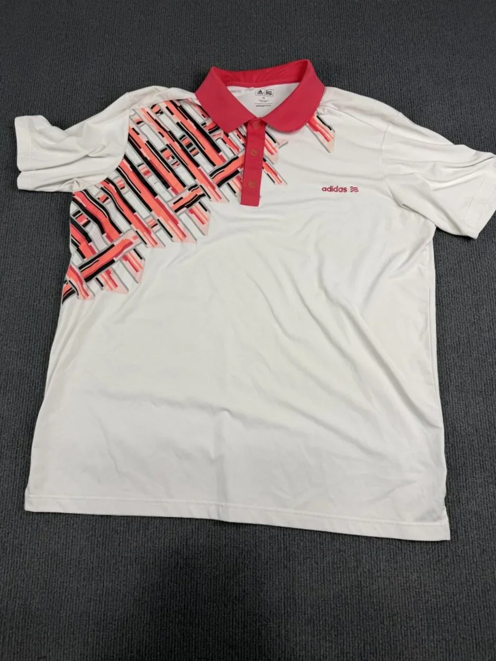 Adidas Golf Mens White Pink Polo Shirt Short Sleeve XL